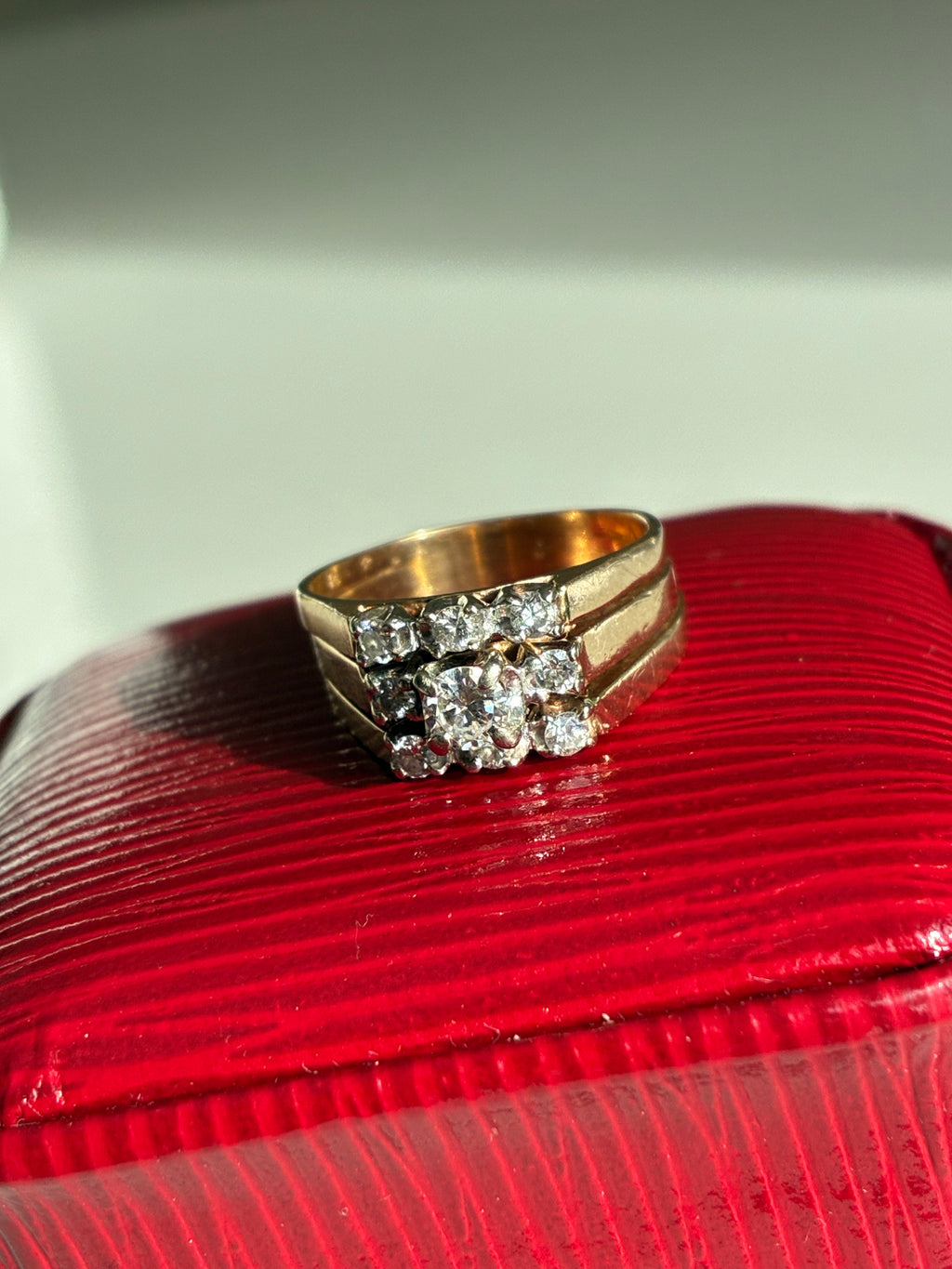 14K Gold Diamond Trilogy Wedding Ring Set