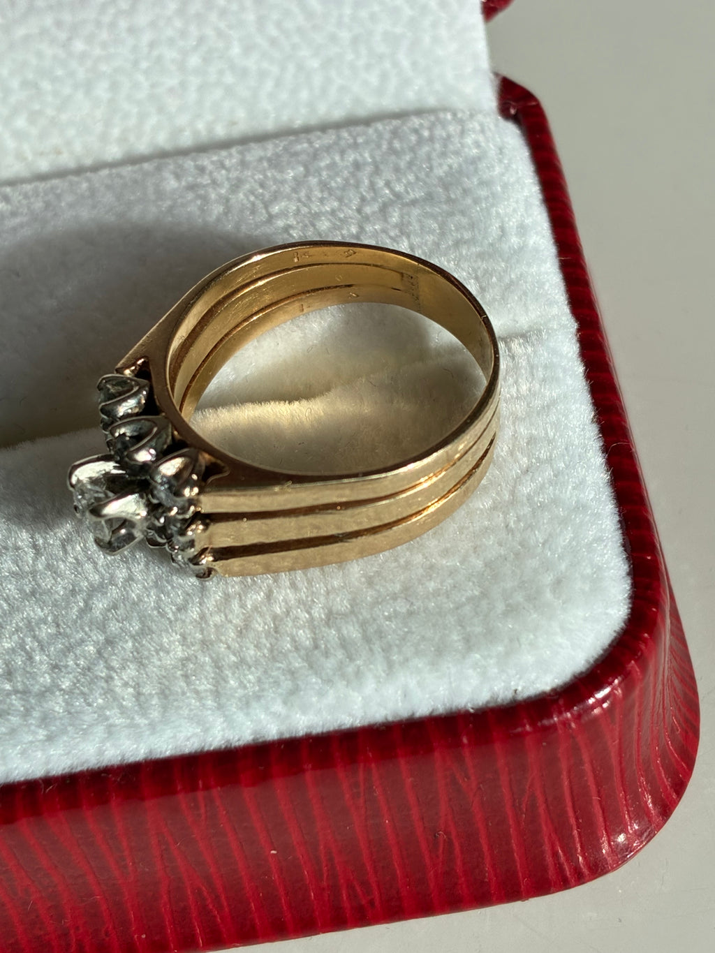 14K Gold Diamond Trilogy Wedding Ring Set