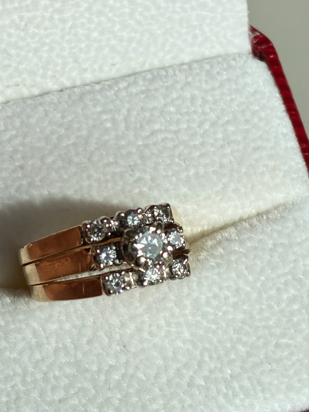 14K Gold Diamond Trilogy Wedding Ring Set