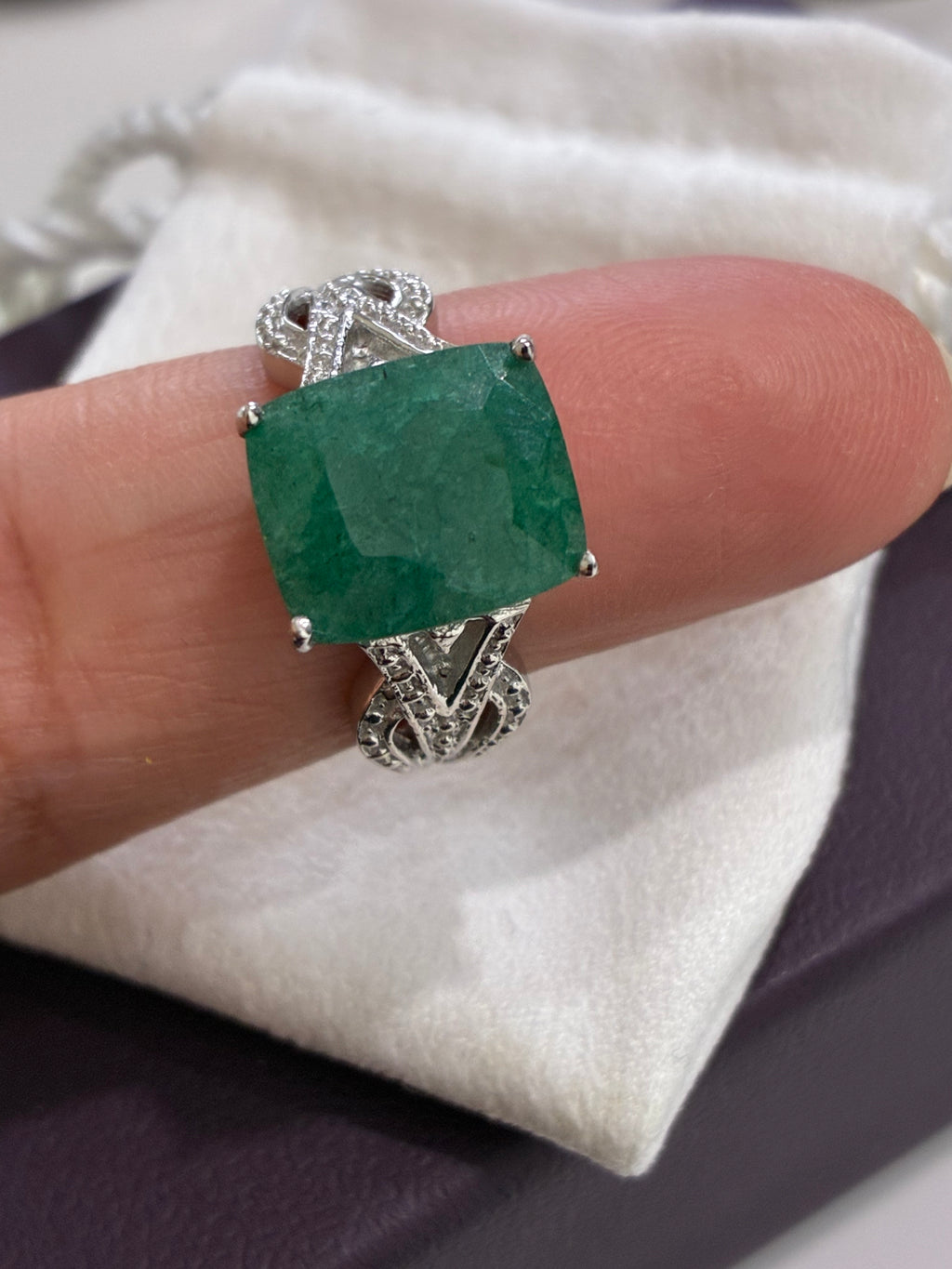 Sterling Silver Emerald Ring