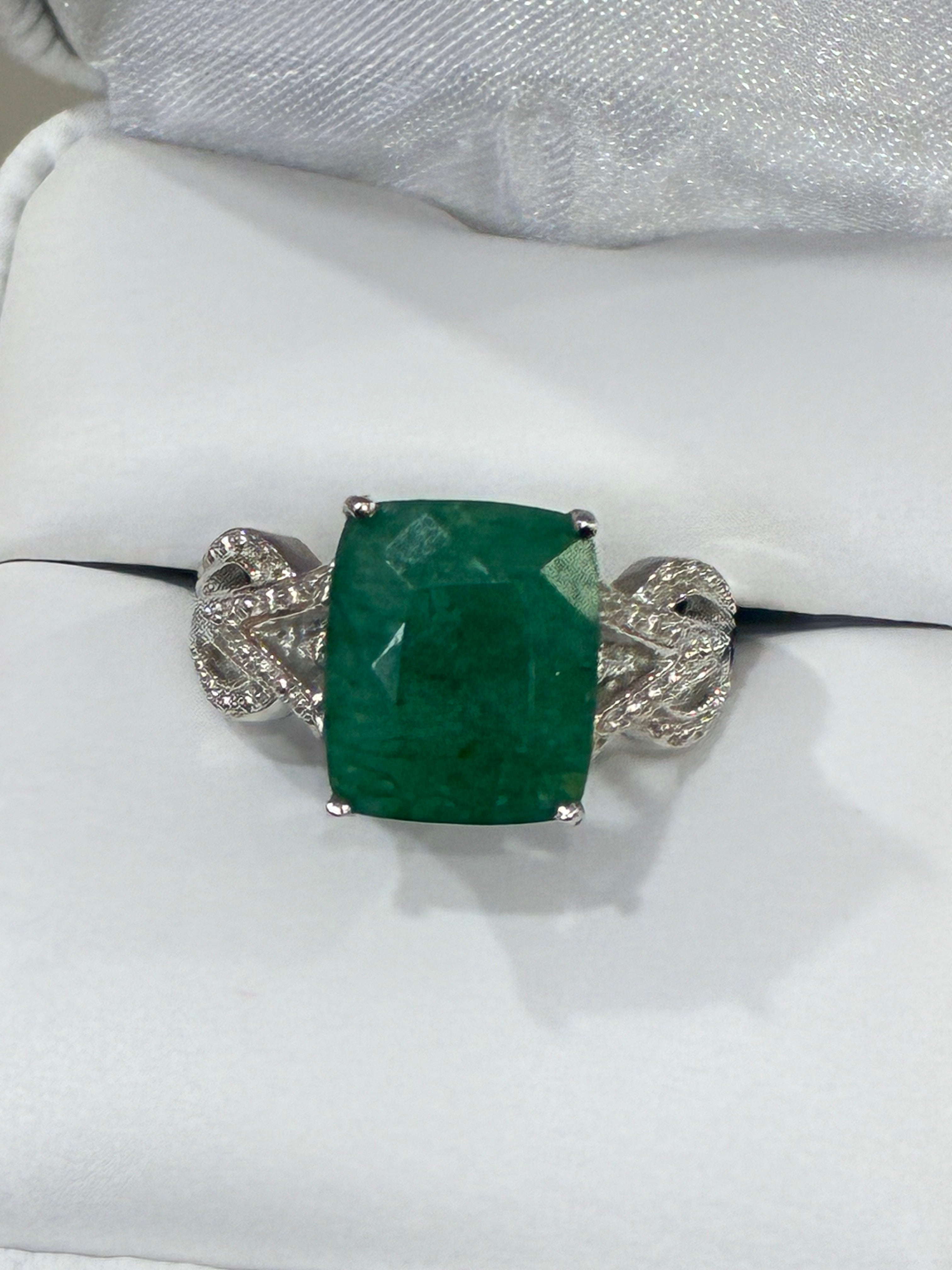 Sterling Silver Emerald Ring