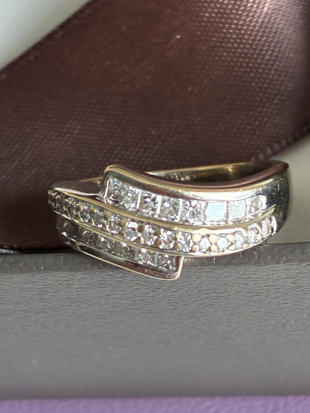 18K Gold Diamond Ring | 1 Carat Natural Diamonds | Baguette Rows