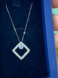 White Gold Tanzanite Pendant Necklace | Bezel Set | 18” Curb Chain