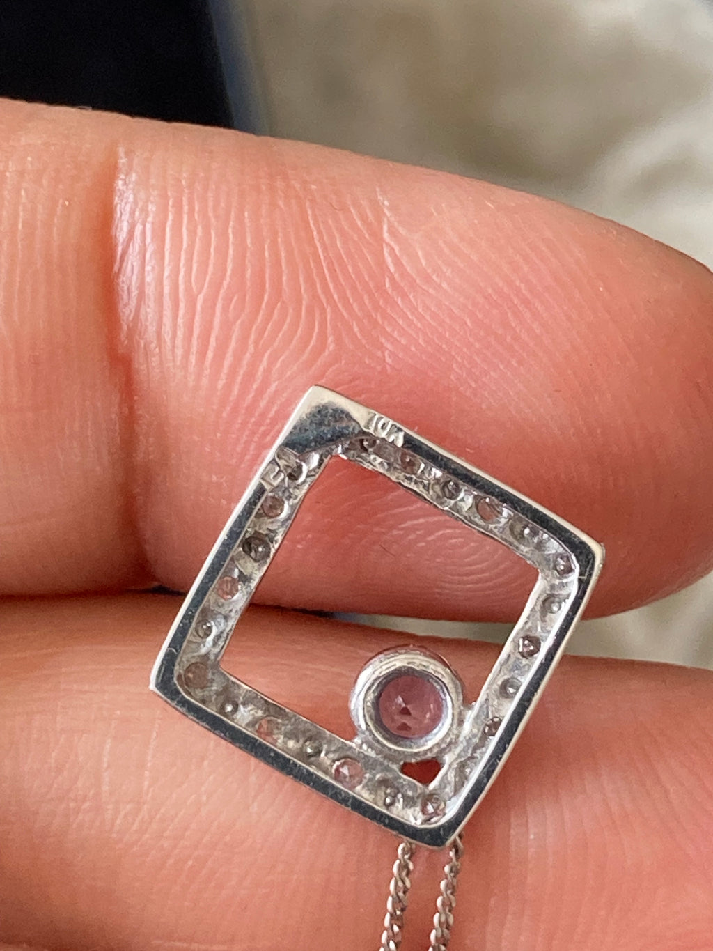 White Gold Tanzanite Pendant Necklace | Bezel Set | 18” Curb Chain