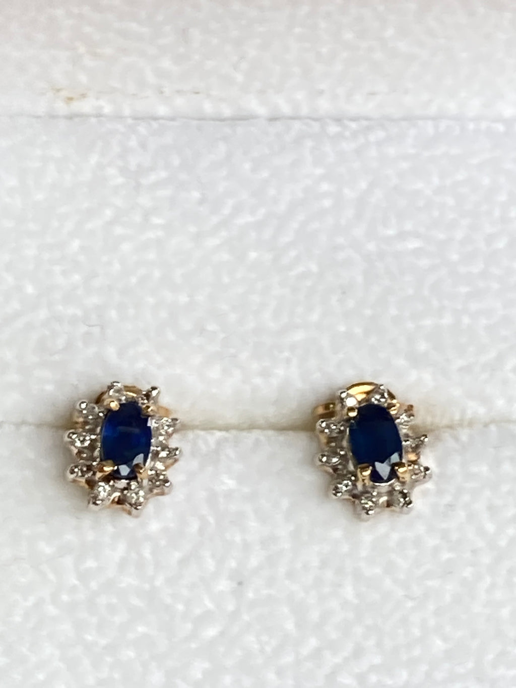Gold Natural Sapphire & Diamond Stud Earrings | Classic Elegance