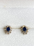 Gold Natural Sapphire & Diamond Stud Earrings | Classic Elegance