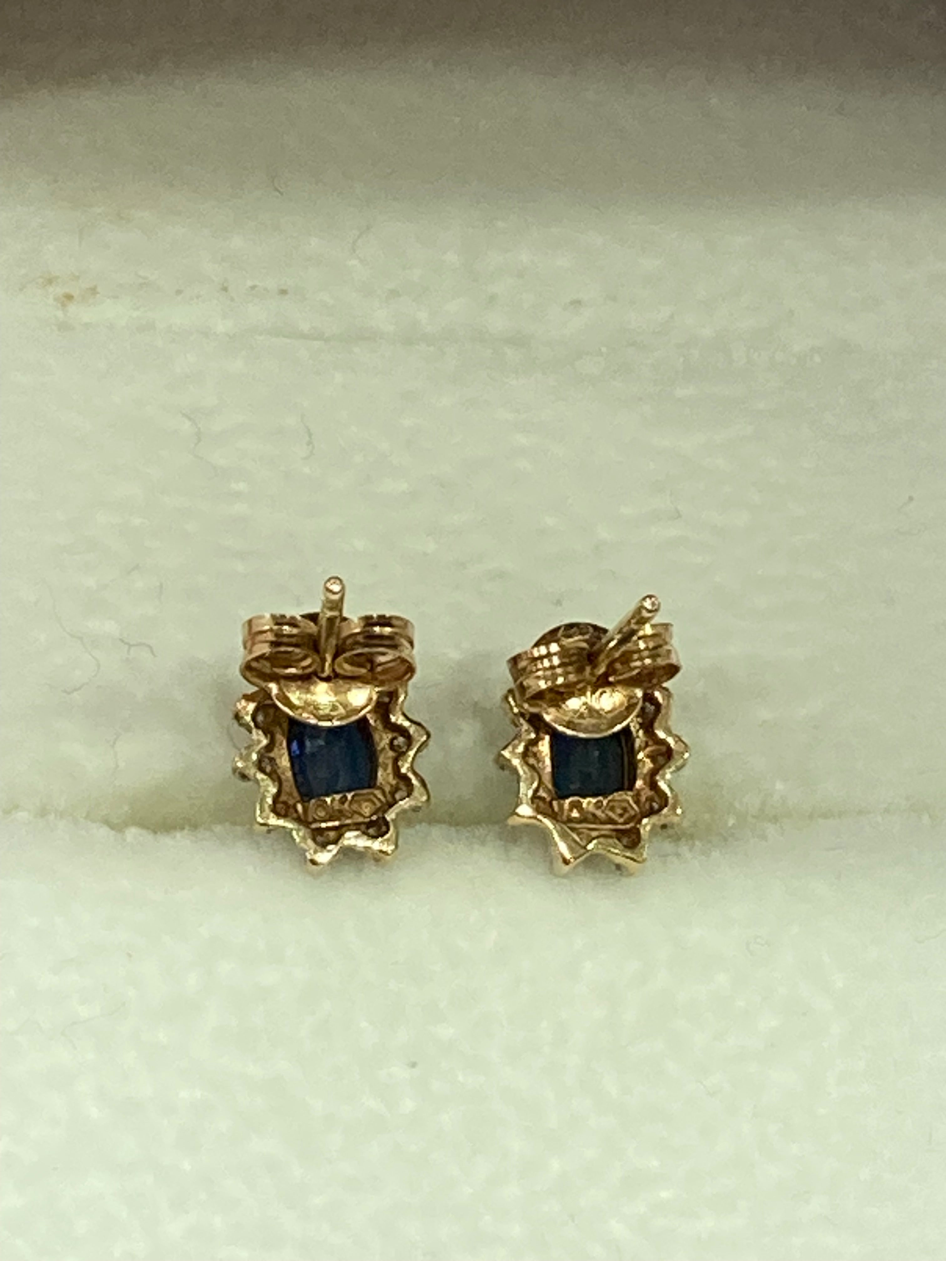 Gold Natural Sapphire & Diamond Stud Earrings | Classic Elegance
