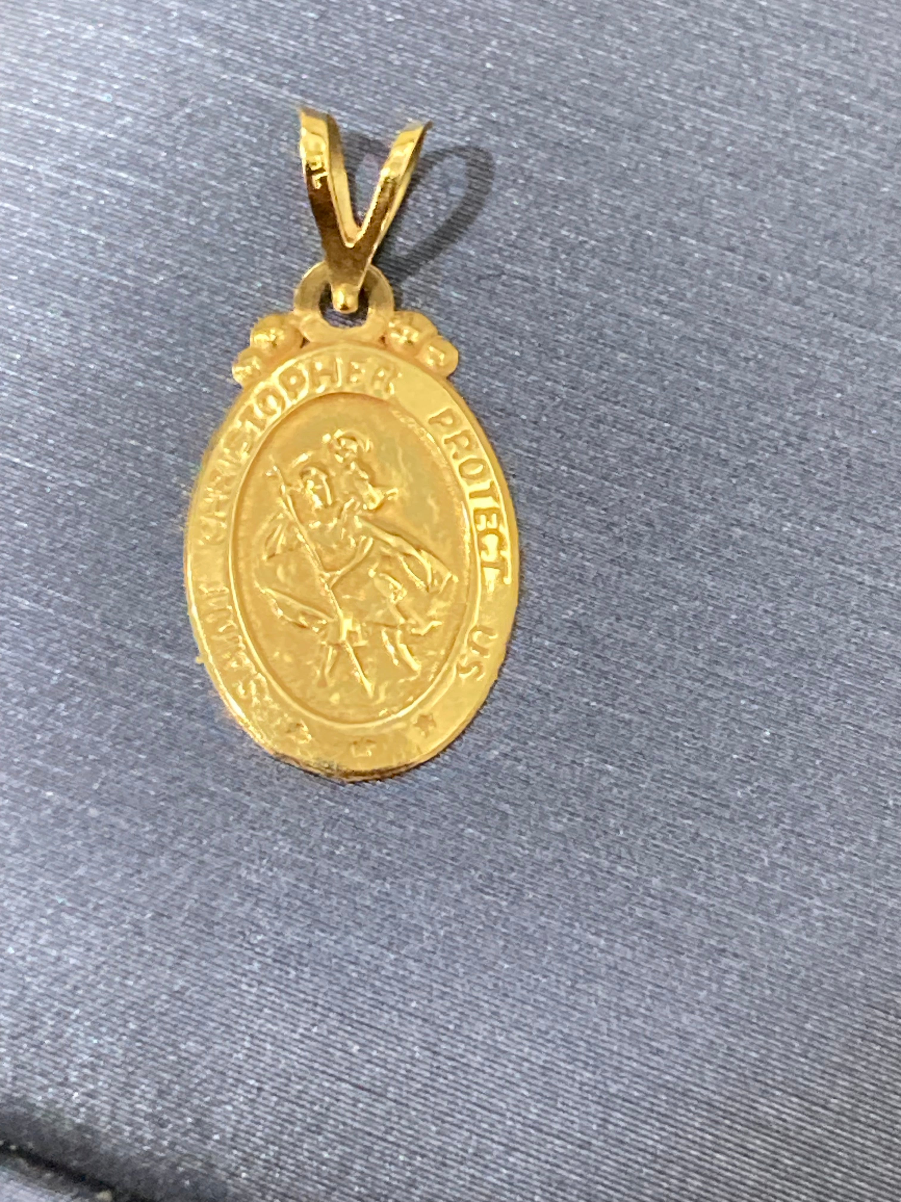 Gold Saint Christopher Pendant | Patron Saint of Travelers