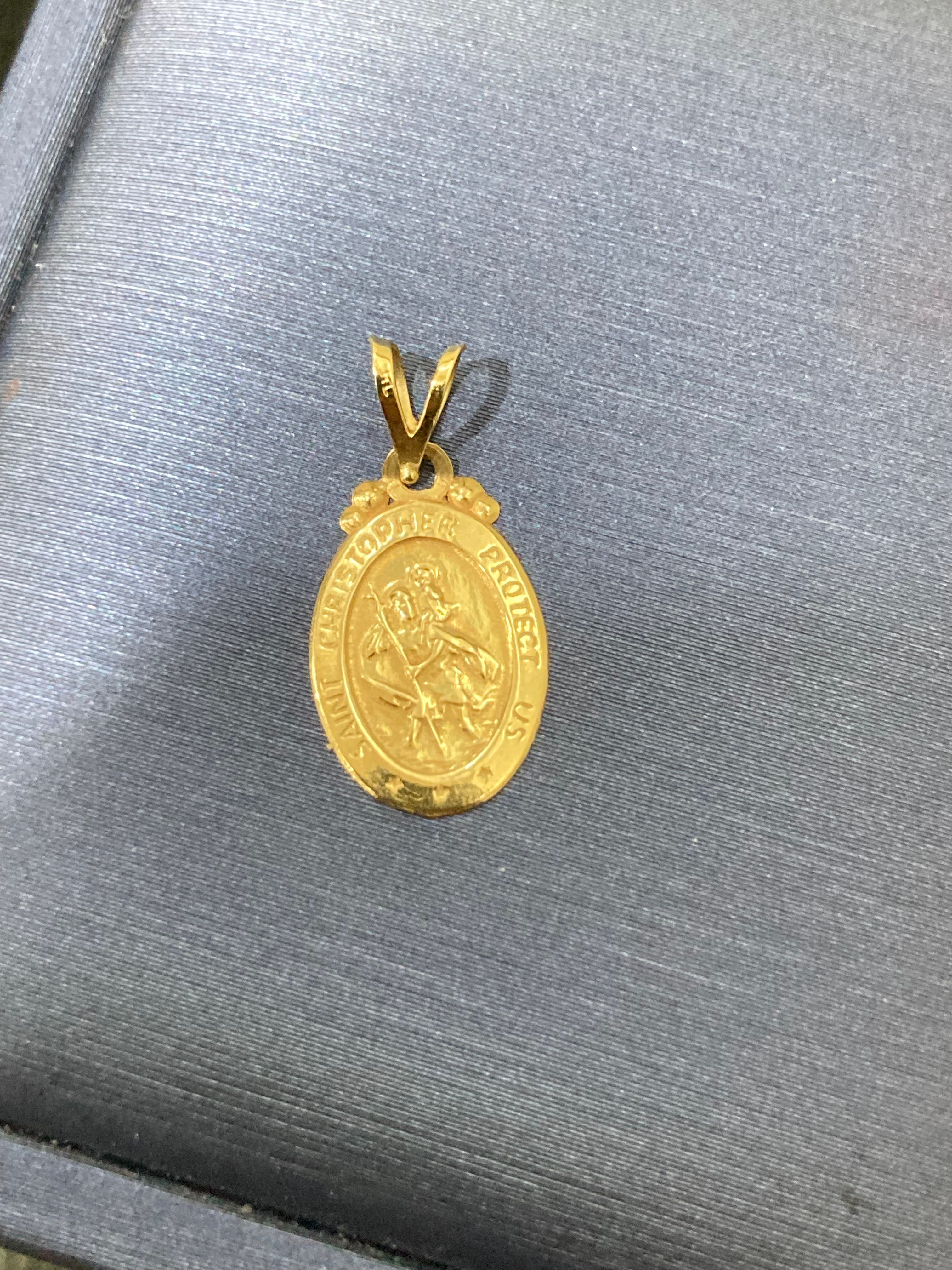 Gold Saint Christopher Pendant | Patron Saint of Travelers