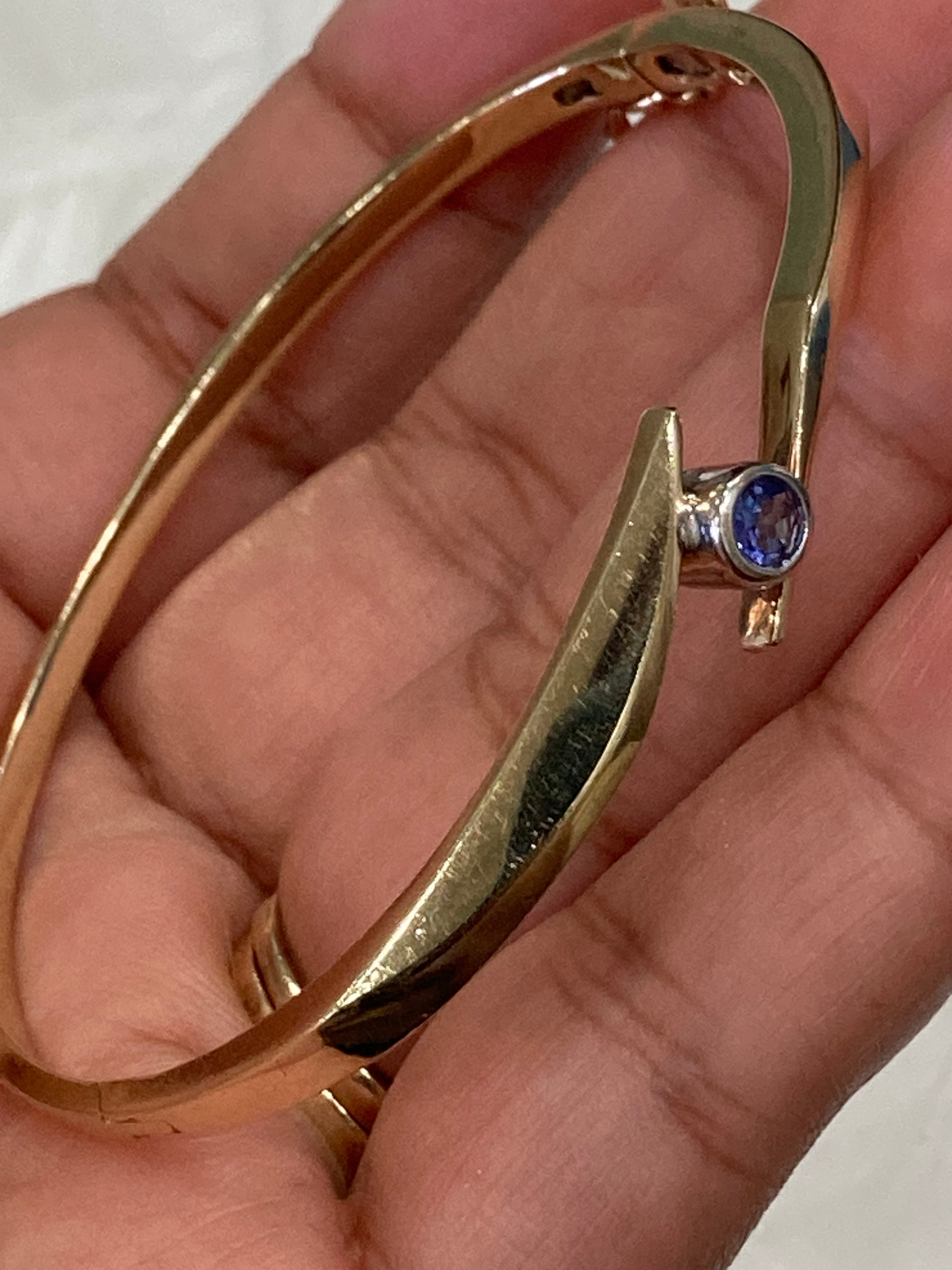 Gold Natural Tanzanite Bezel Bracelet