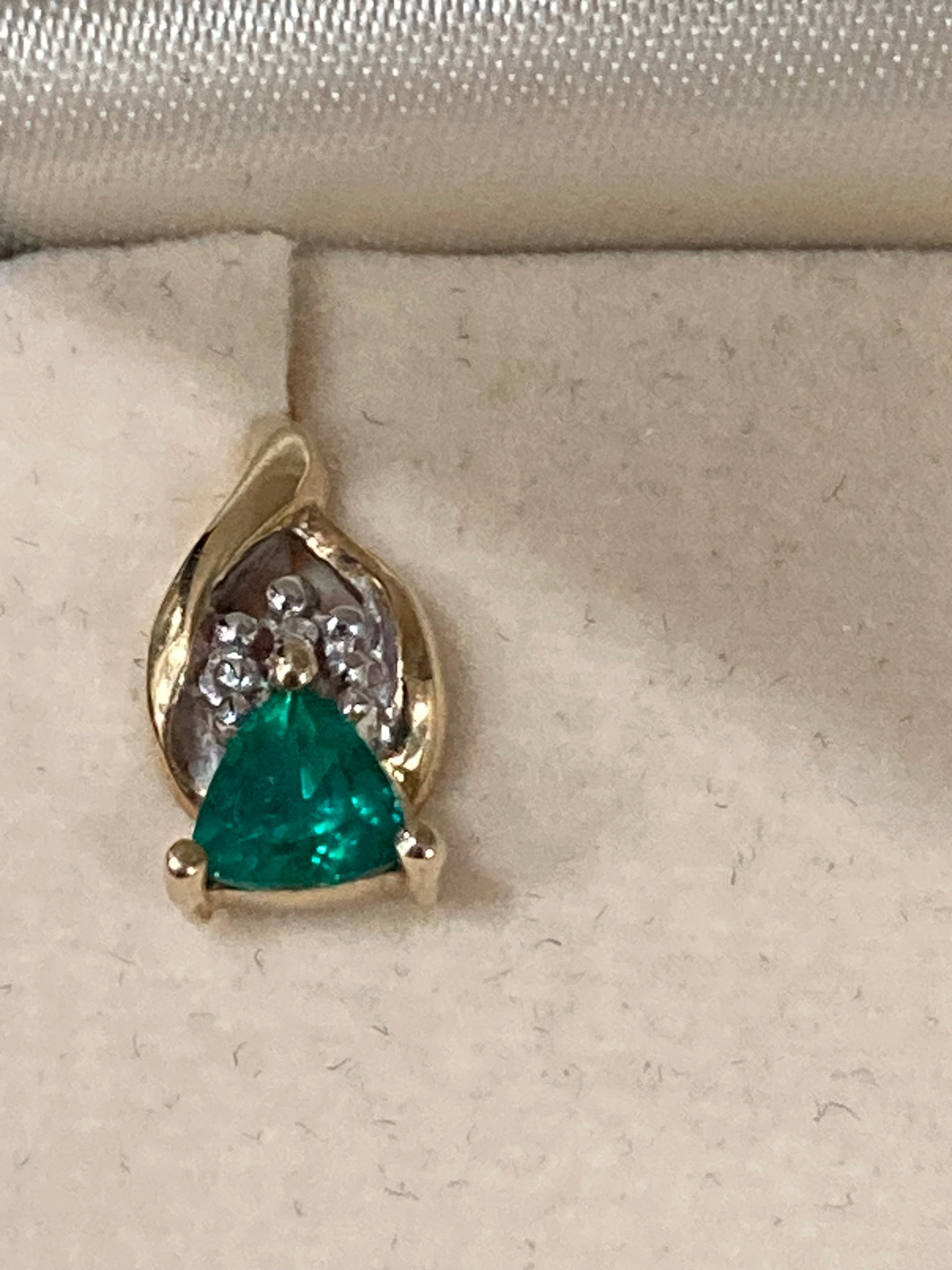 10K Gold Emerald & Diamond Set | 18” Chain