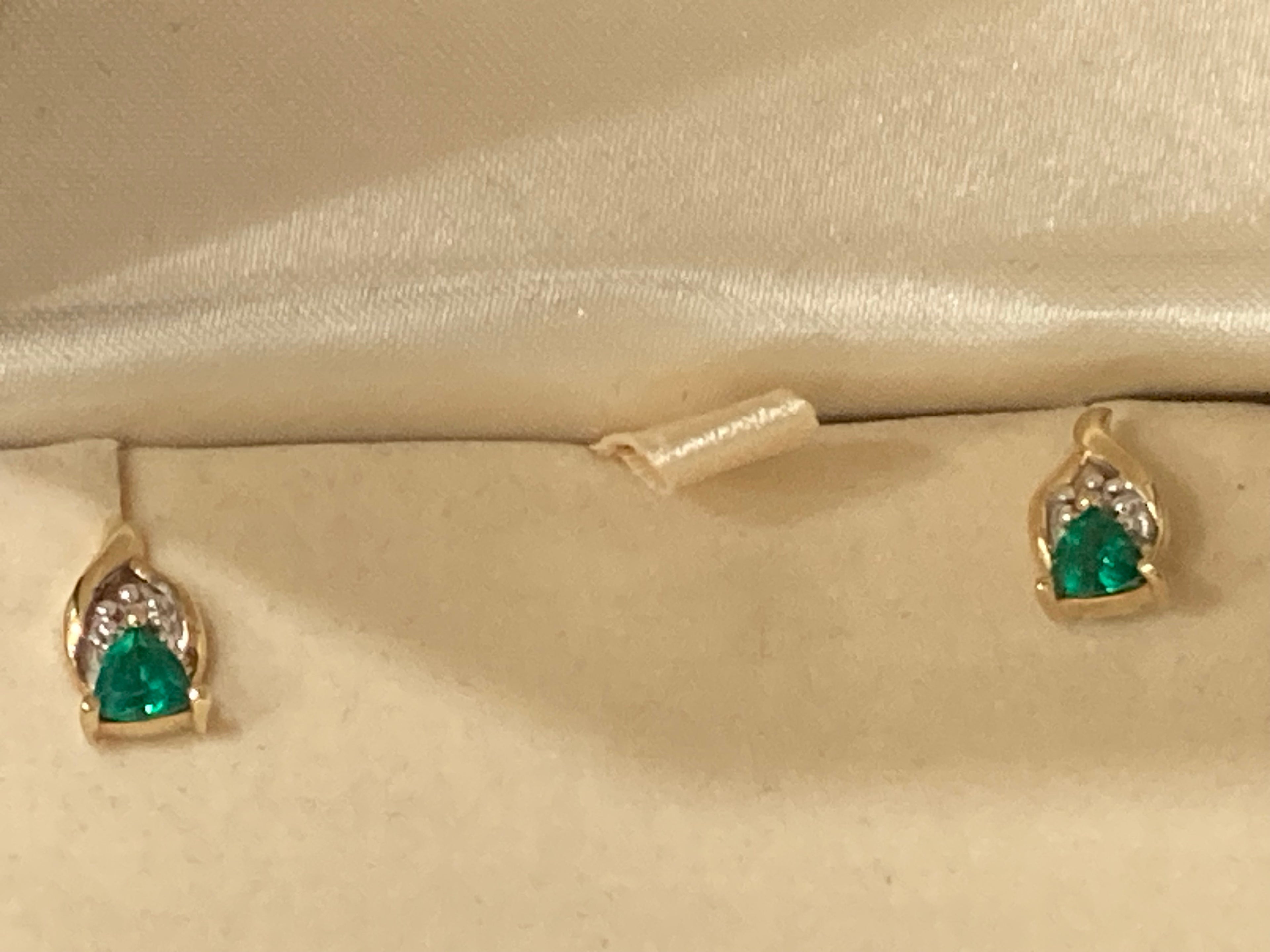 10K Gold Emerald & Diamond Set | 18” Chain