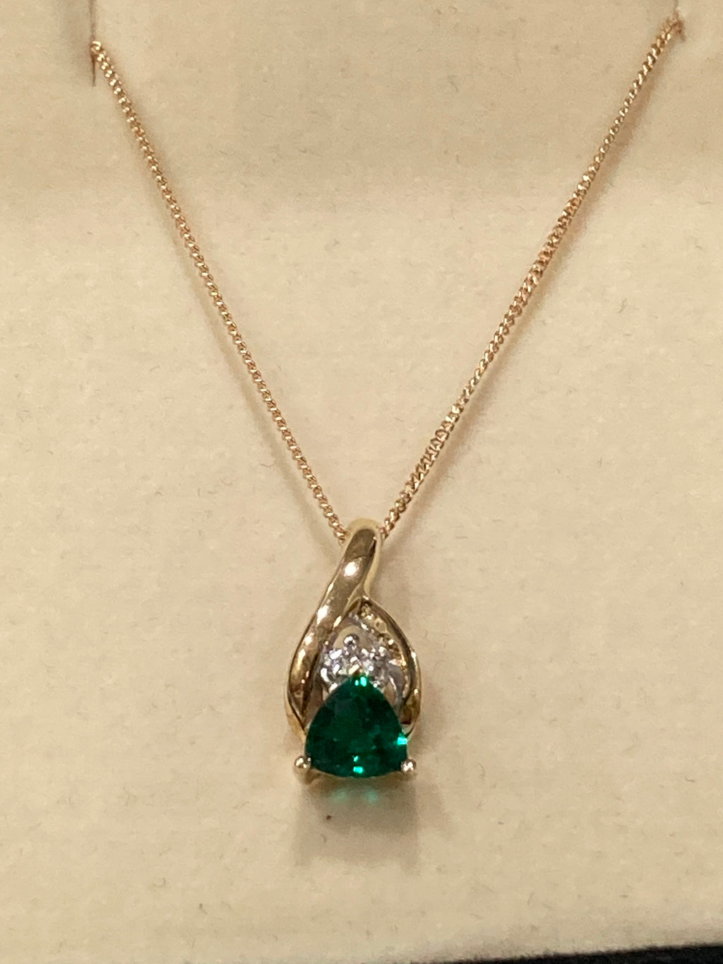 10K Gold Emerald & Diamond Set | 18” Chain