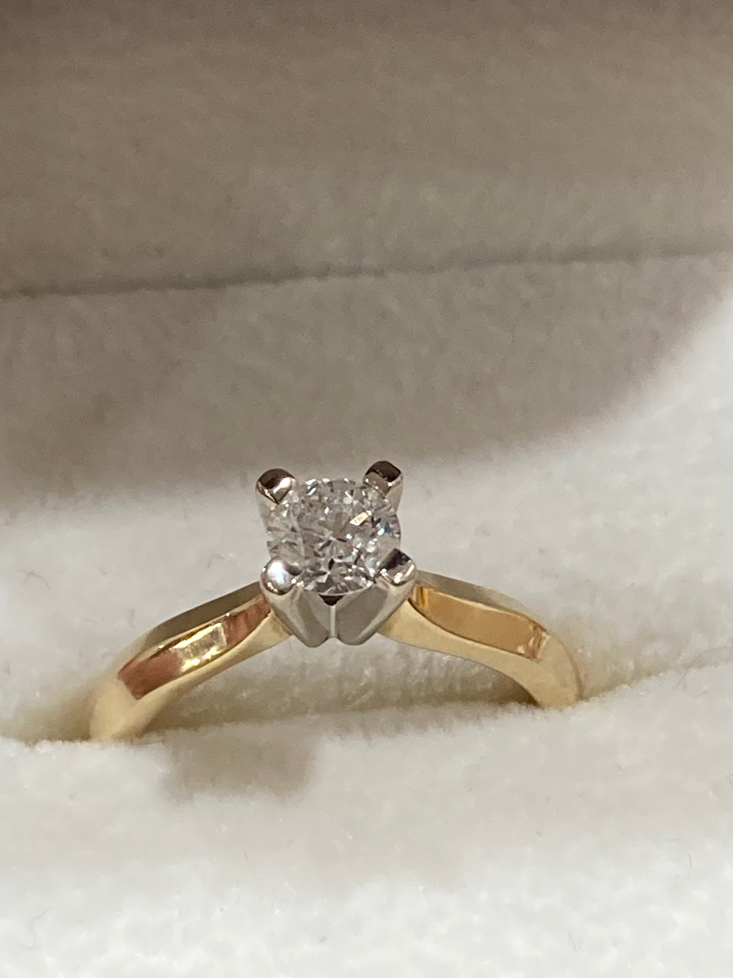 Gold Solitaire Natural Diamond Ring | Engagement Ring