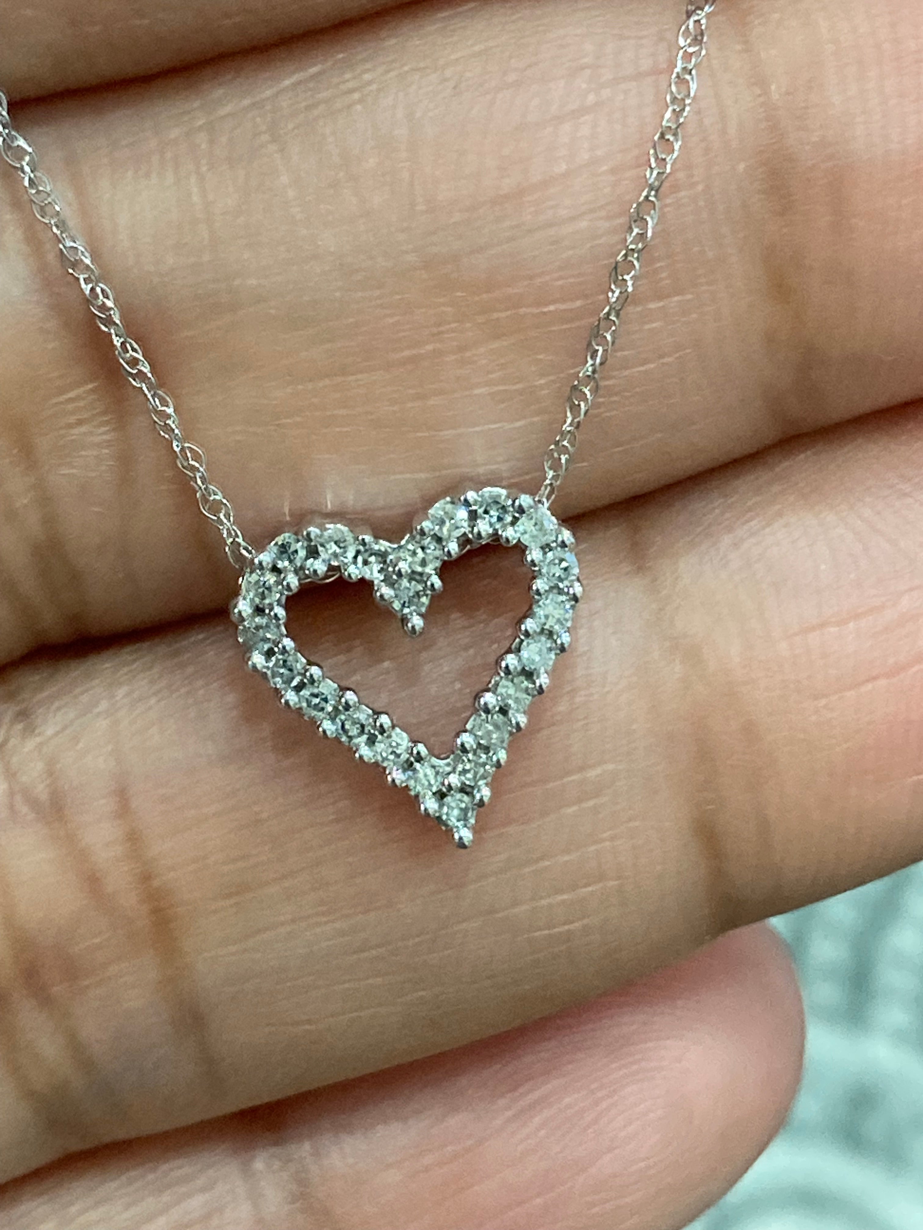 Diamond Heart Pendant Necklace | 18” Chain | Timeless Romantic Jewelry