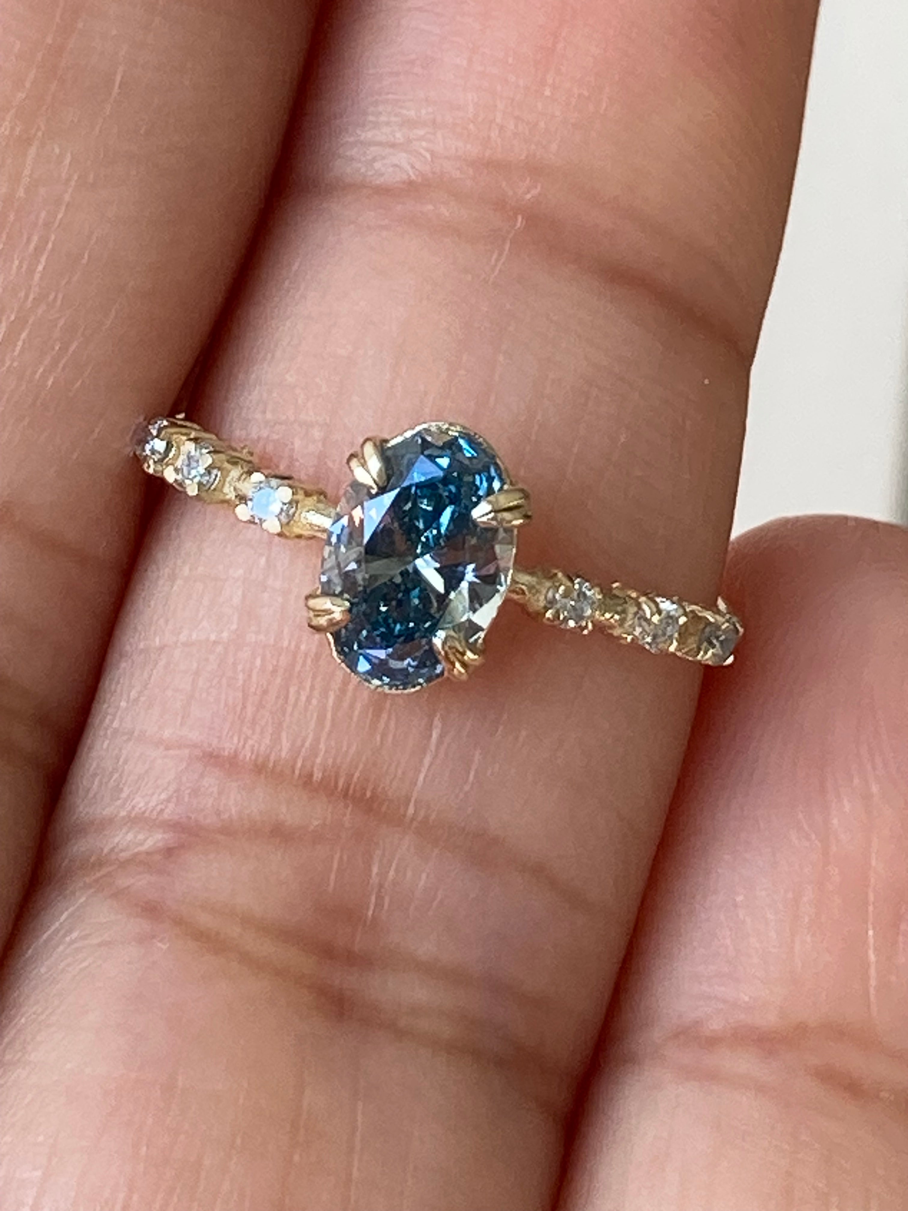 Rare Blue Diamond Ring | 0.85 CT Oval
