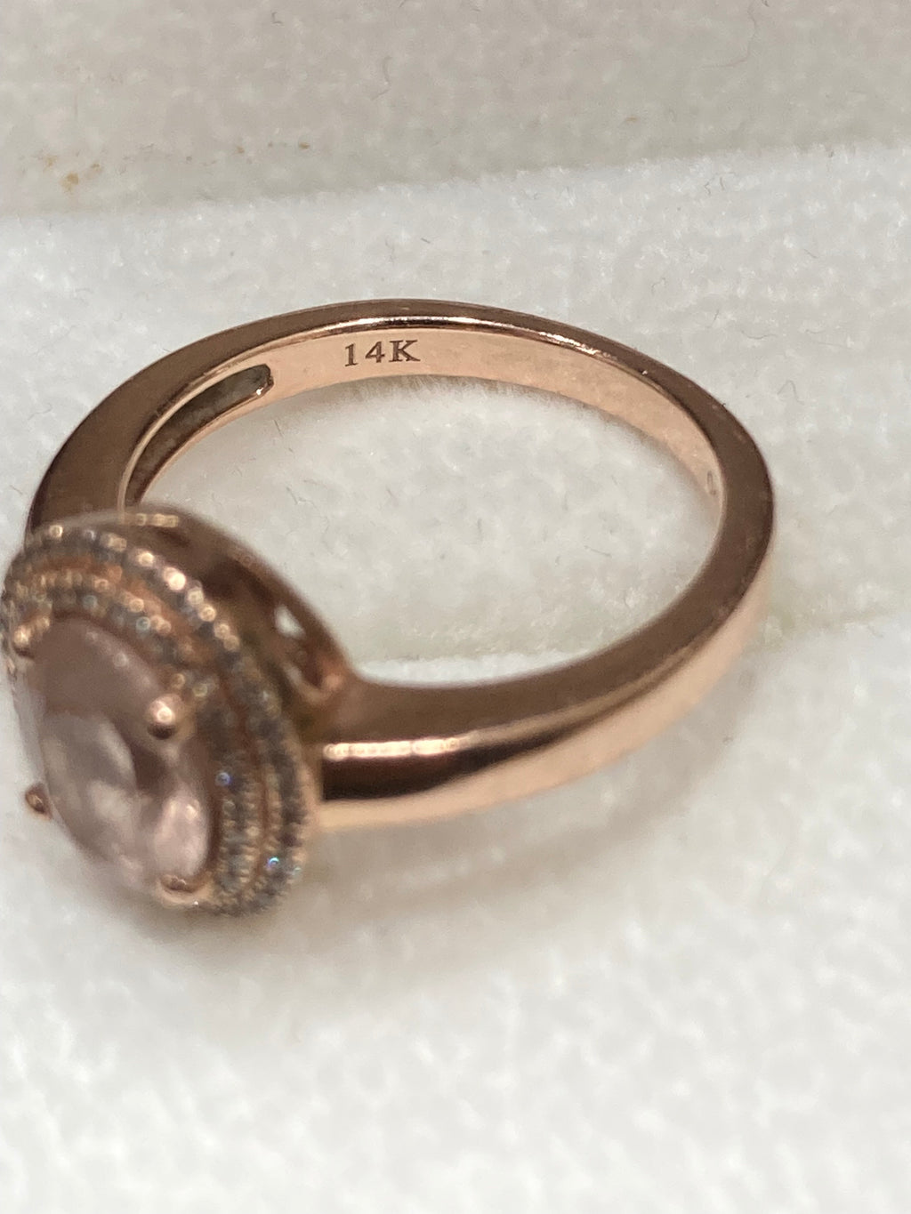 14KT Yellow Gold Morganite & Diamond Ring – Size 7