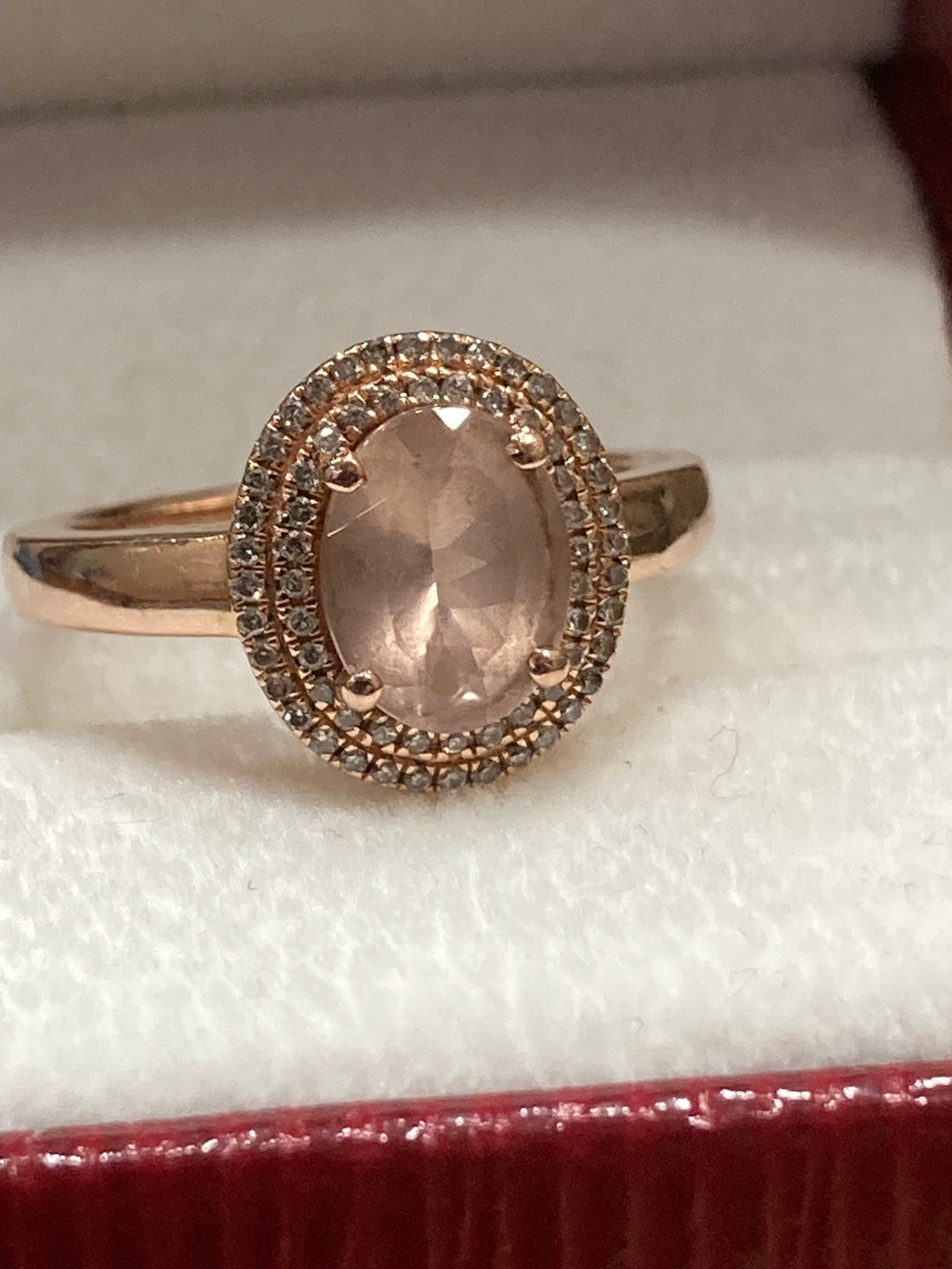14KT Yellow Gold Morganite & Diamond Ring – Size 7
