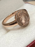 14KT Yellow Gold Morganite & Diamond Ring – Size 7