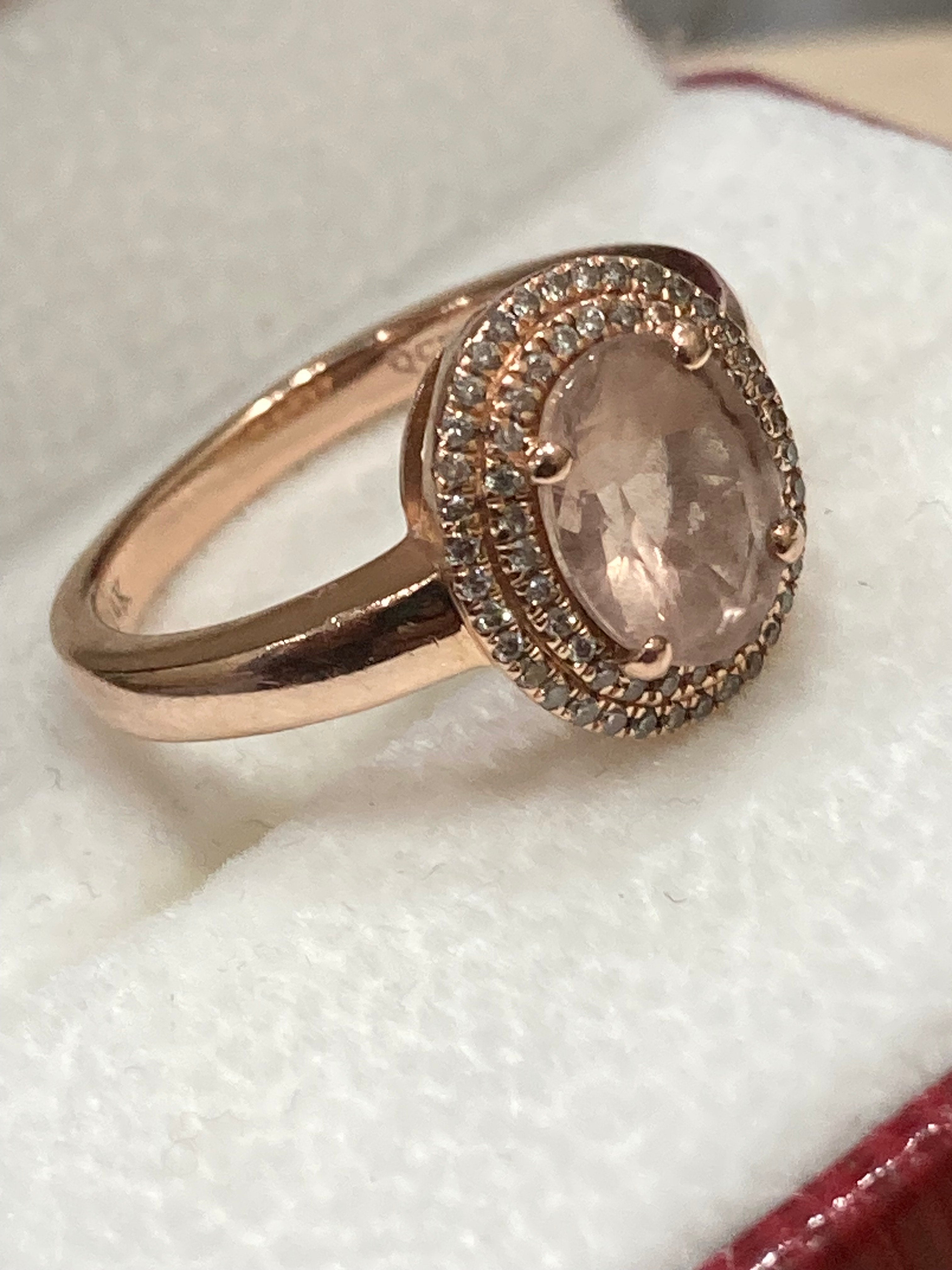 14KT Yellow Gold Morganite & Diamond Ring – Size 7