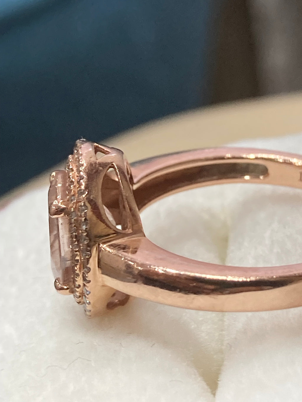 14KT Yellow Gold Morganite & Diamond Ring – Size 7