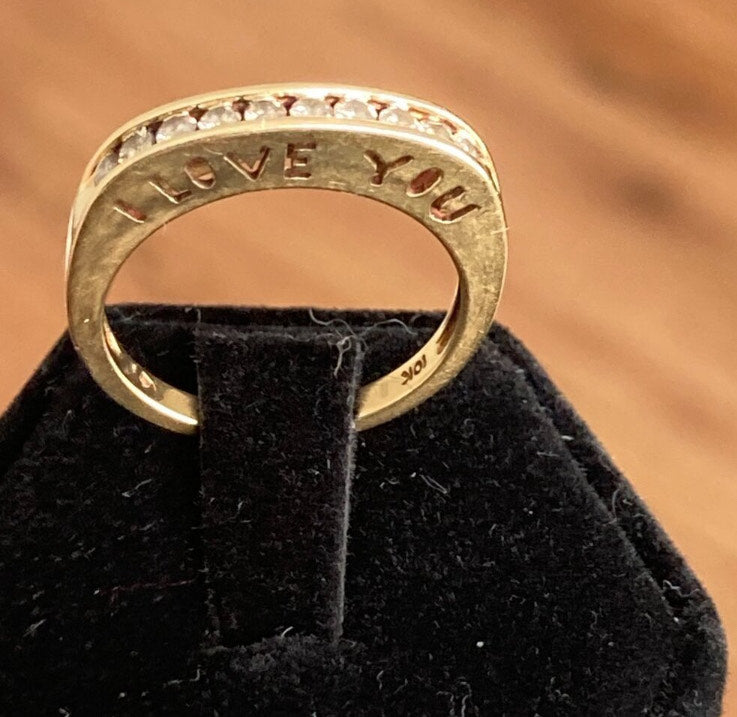 10K Yellow Gold "I Love You" Chanel Diamond Band (0.40-0.50 CT)
