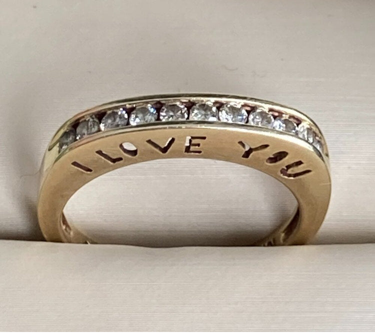 10K Yellow Gold "I Love You" Chanel Diamond Band (0.40-0.50 CT)